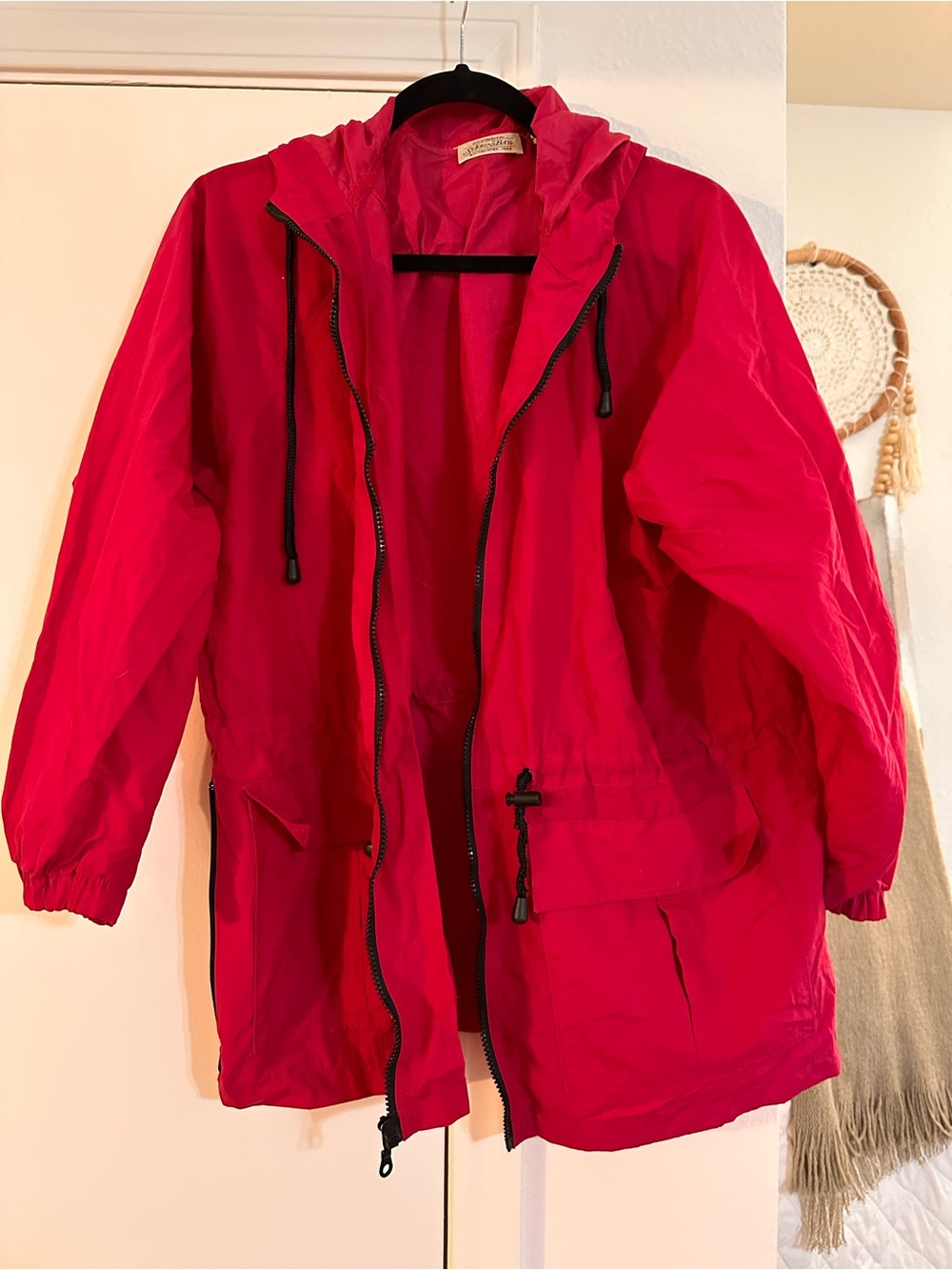 St. John's Bay Bright Red Hooded Utility Jacket